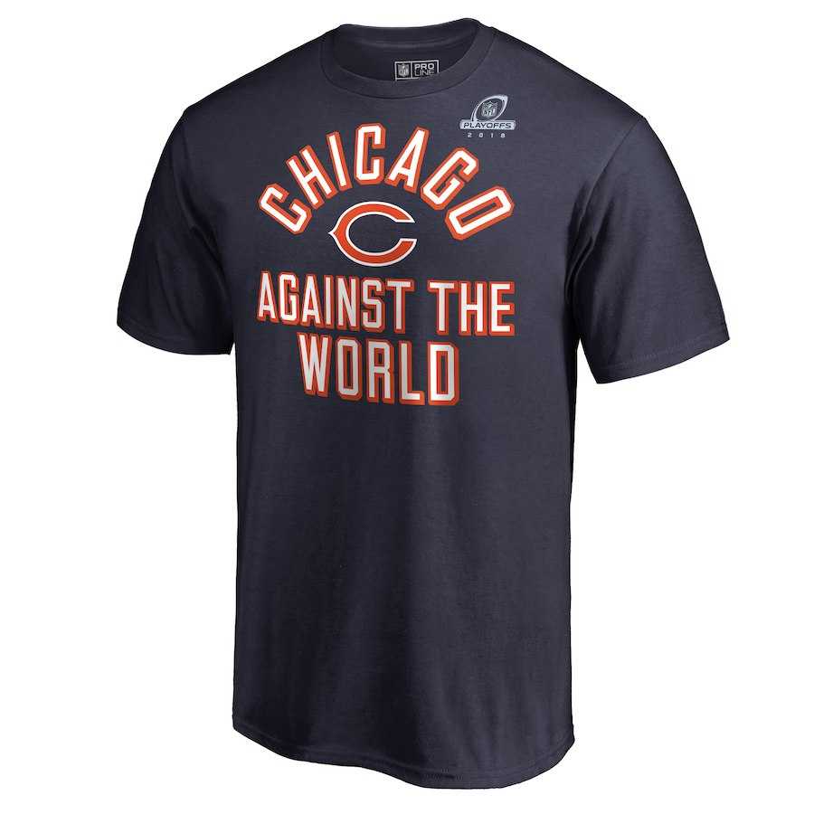 Men's Bears Navy 2018 NFL Playoffs Against The World T-Shirt,We sell and wholesale Men's Bears Navy 2018 NFL Playoffs Against The World T-Shirt on line form chian!